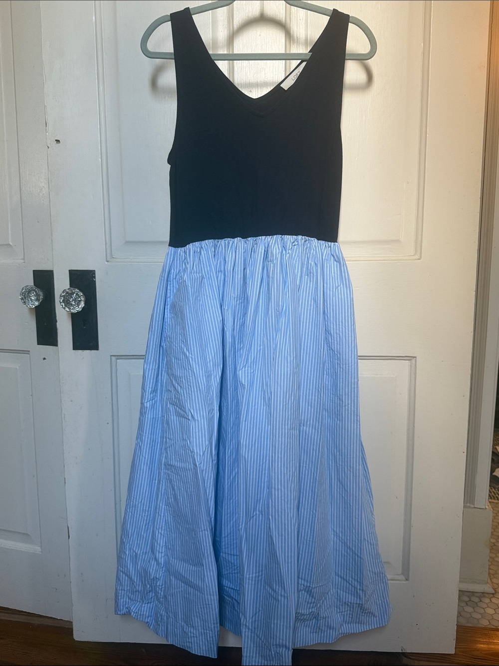 LOFT Navy & Light Blue Striped Sleeveless Dress